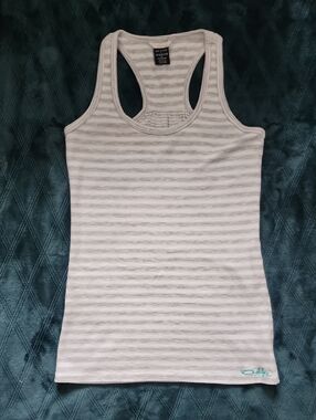 Oakley White and Light Gray Striped Racerback Tank